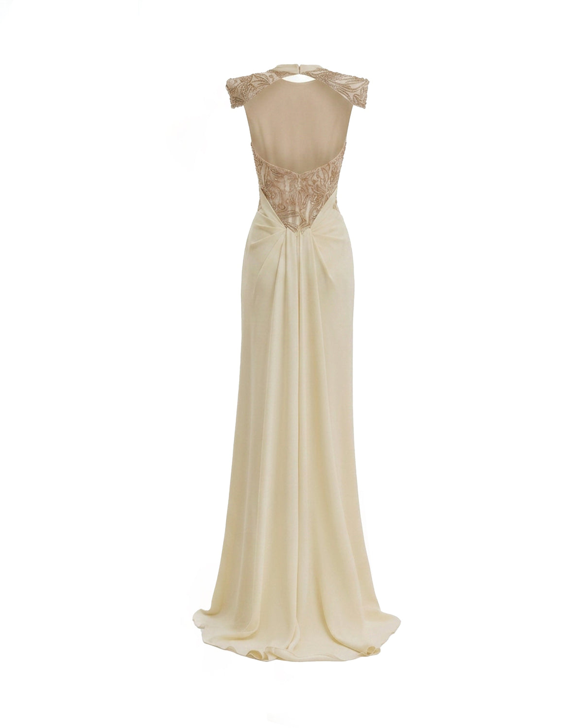 Beaded Shoulder High-Neck Dress