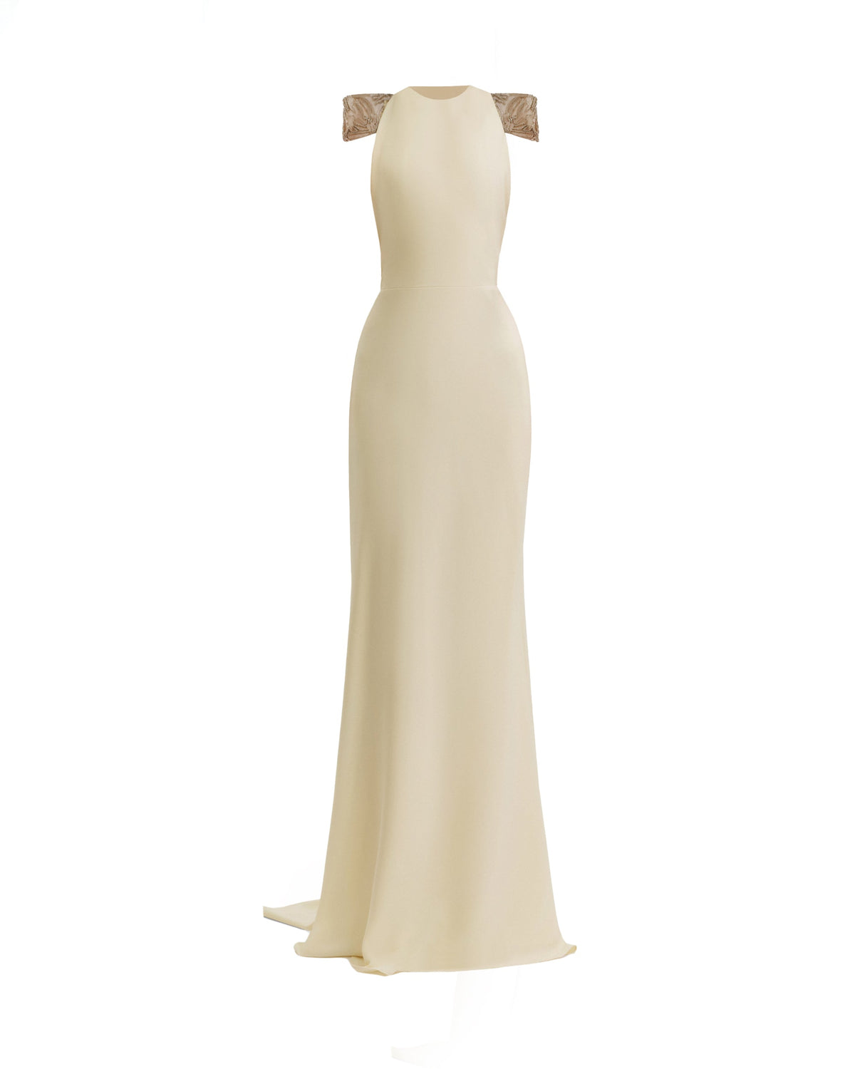 Beaded Shoulder High-Neck Dress