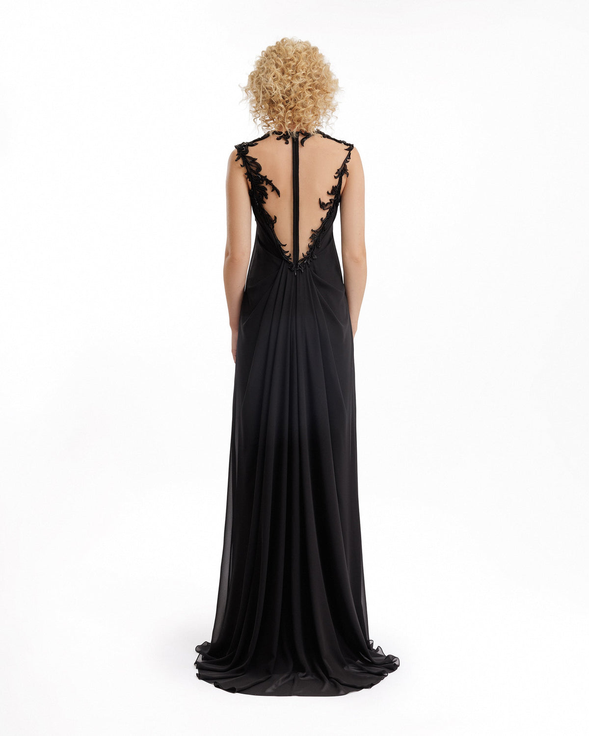 Beaded A-Line Open-Back Dress