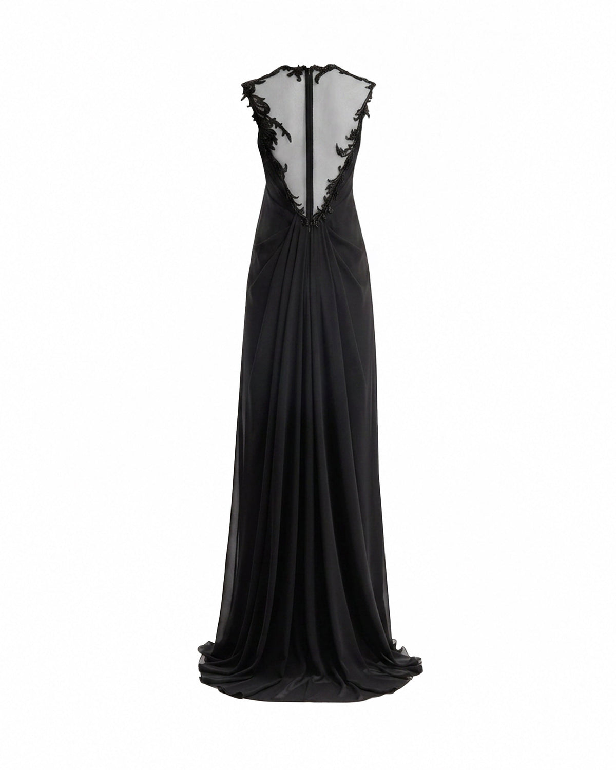 Beaded A-Line Open-Back Dress