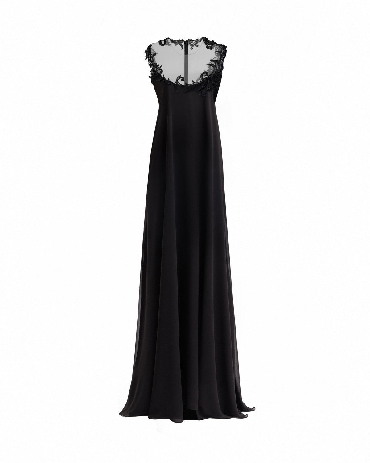 Beaded A-Line Open-Back Dress