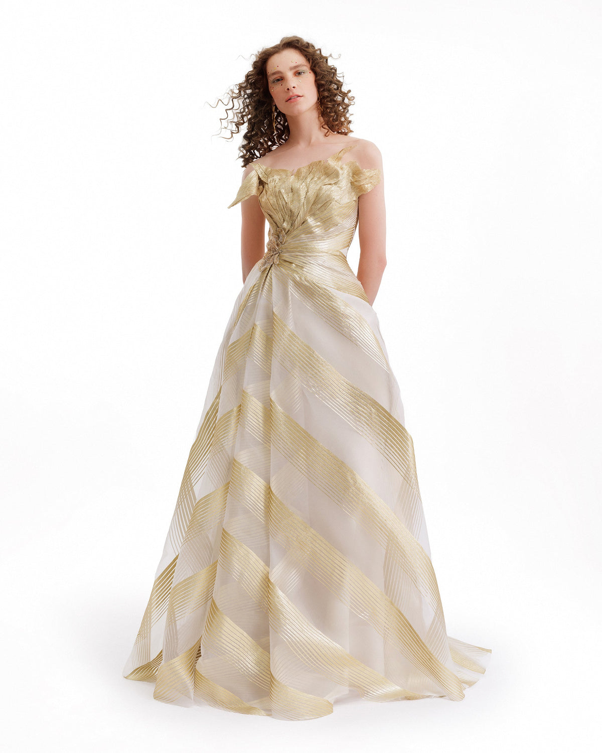 Off-Shoulder Petal Bodice Dress