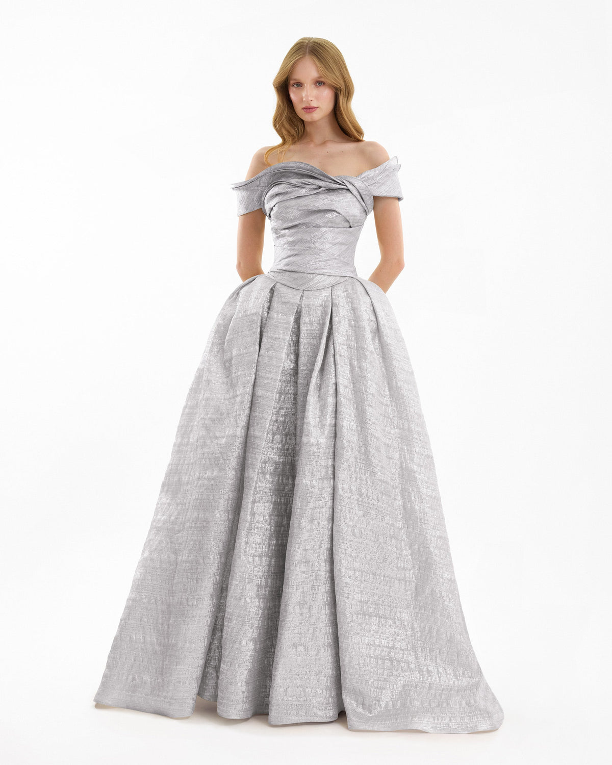 Off-Shoulder Jacquard Dress