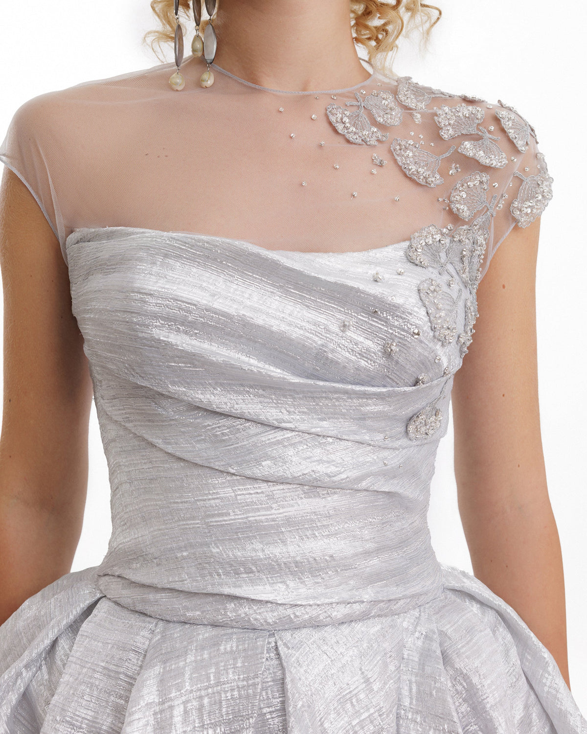 Strapless Beaded Draped Dress