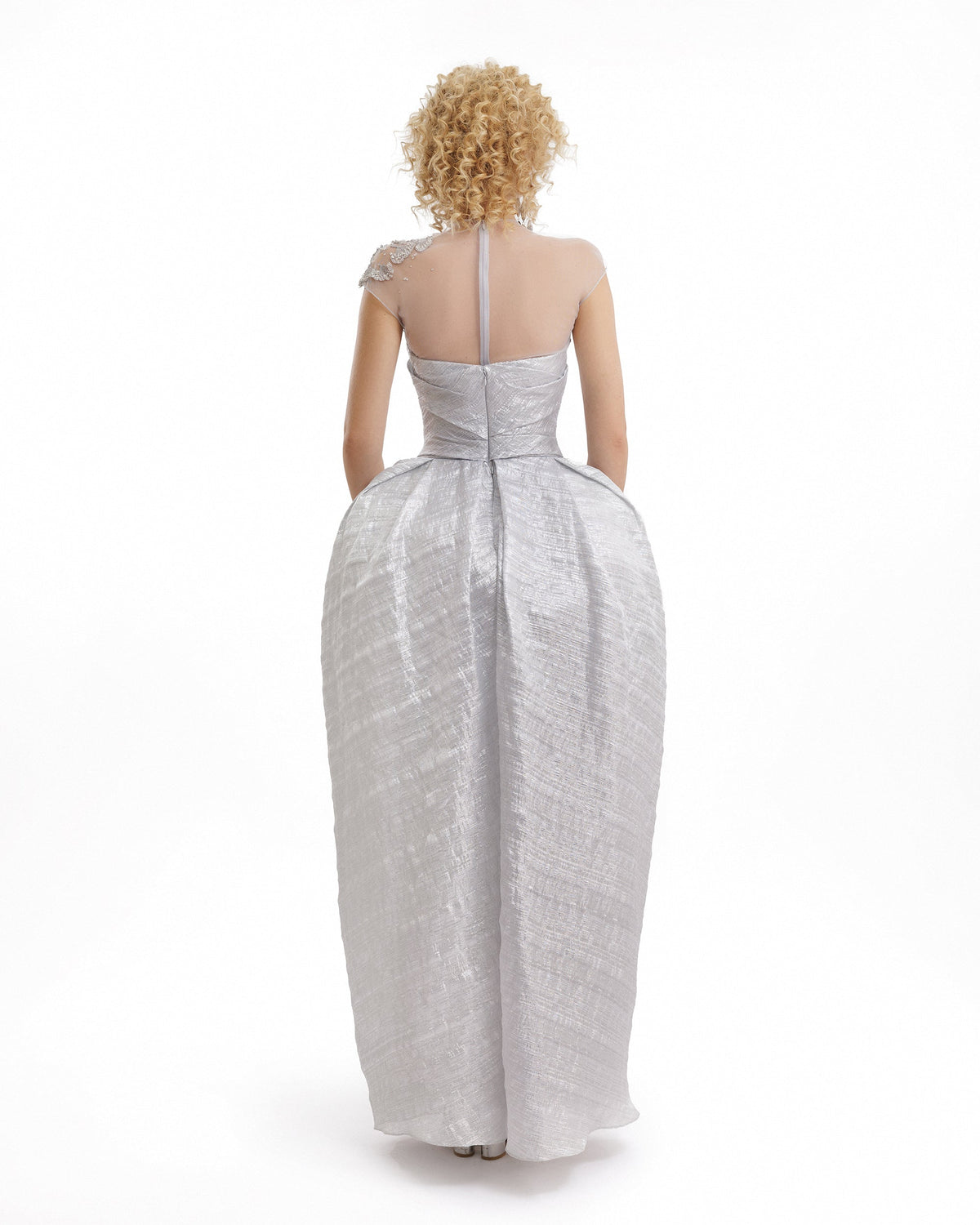Strapless Beaded Draped Dress