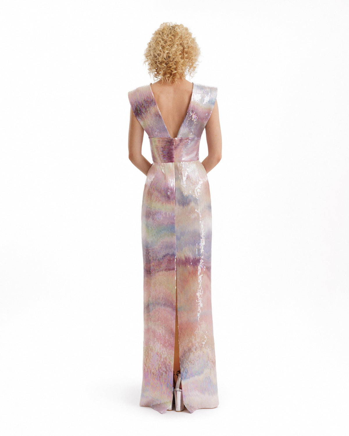 V-Neck Sequin Gown