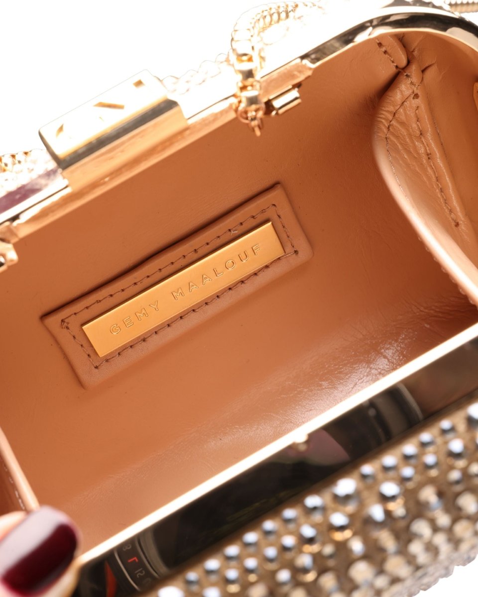 Crystal-Embellished Crepe Clutch