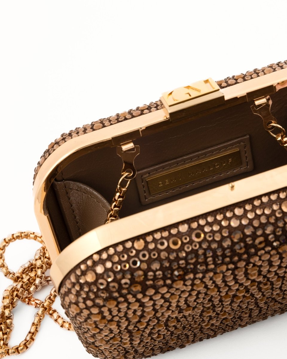 Crystal-Embellished Crepe Clutch