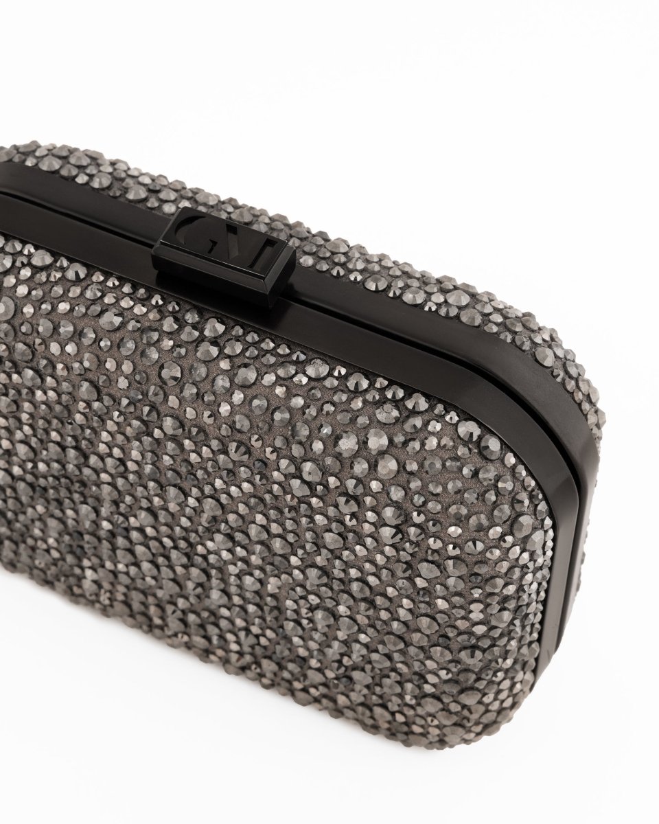 Crystal-Embellished Crepe Clutch