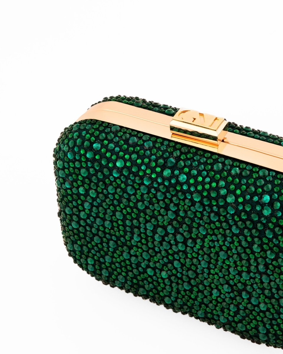 Crystal-Embellished Crepe Clutch