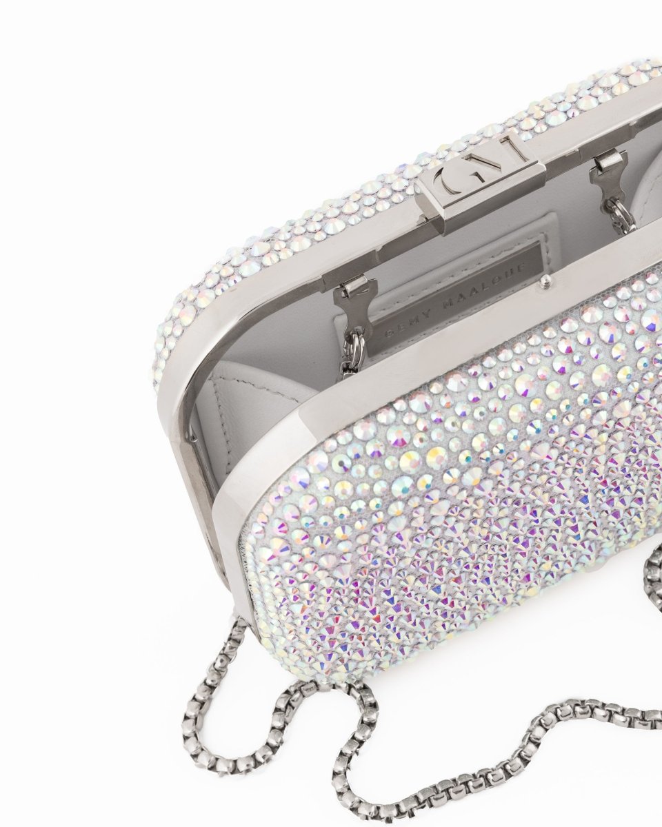 Crystal-Embellished Crepe Clutch