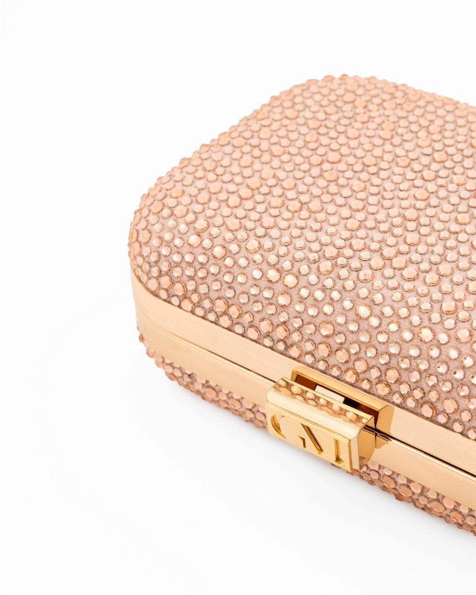 Crystal-Embellished Crepe Clutch