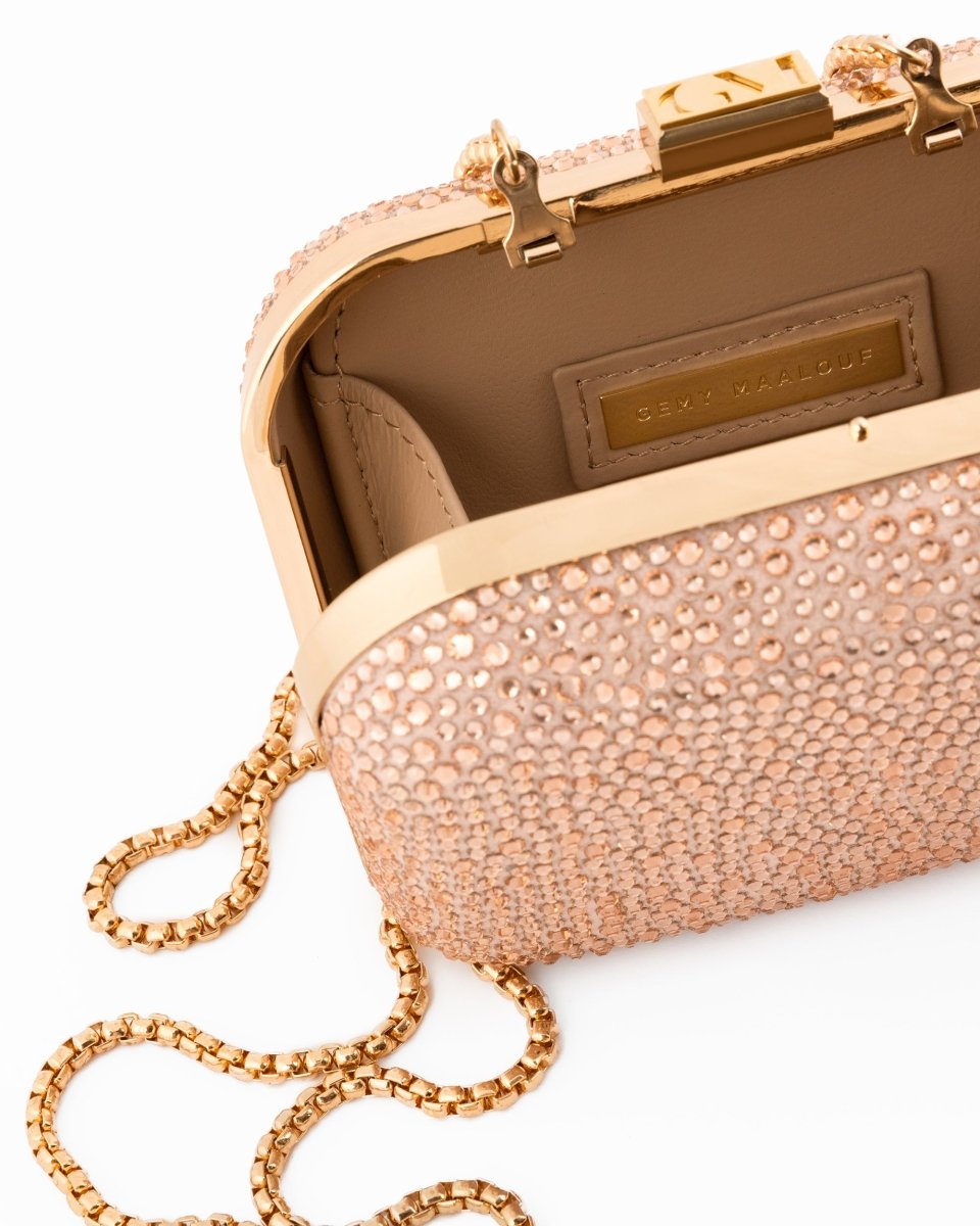 Crystal-Embellished Crepe Clutch