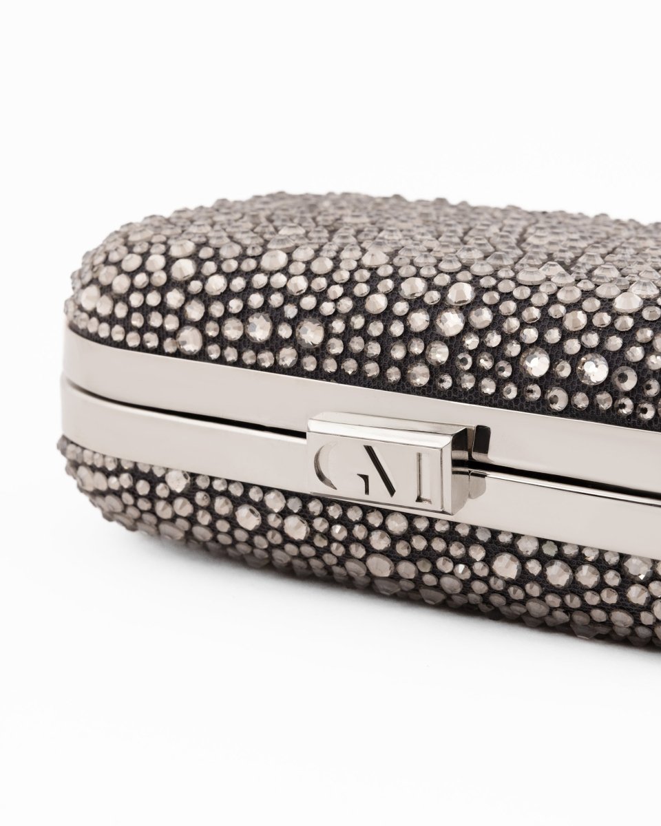Crystal-Embellished Crepe Clutch