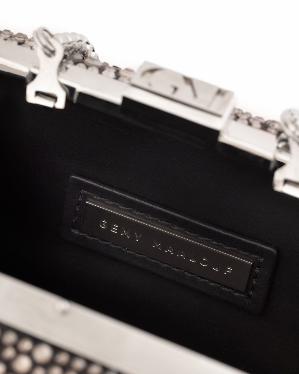 Crystal-Embellished Crepe Clutch