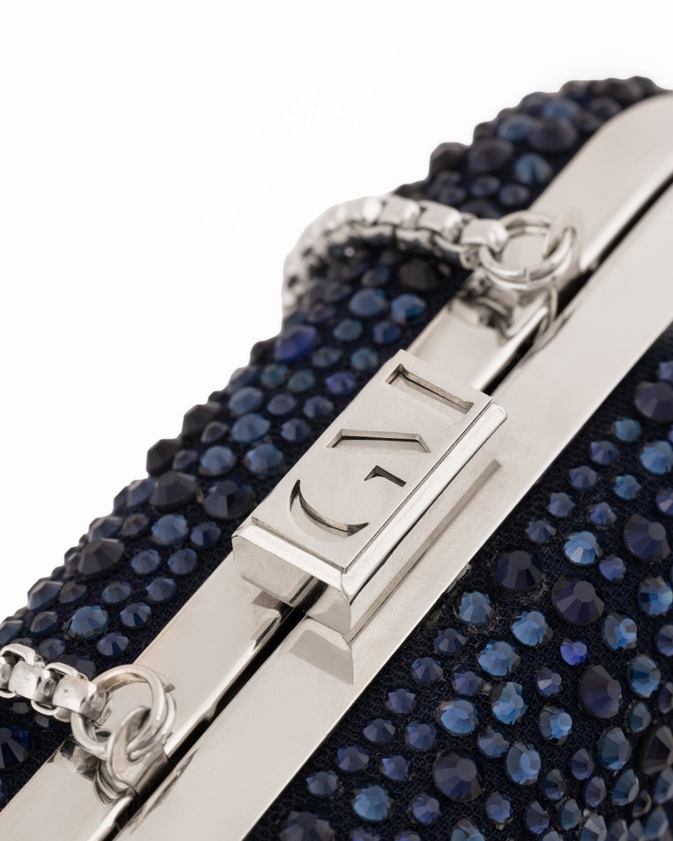 Crystal-Embellished Crepe Clutch