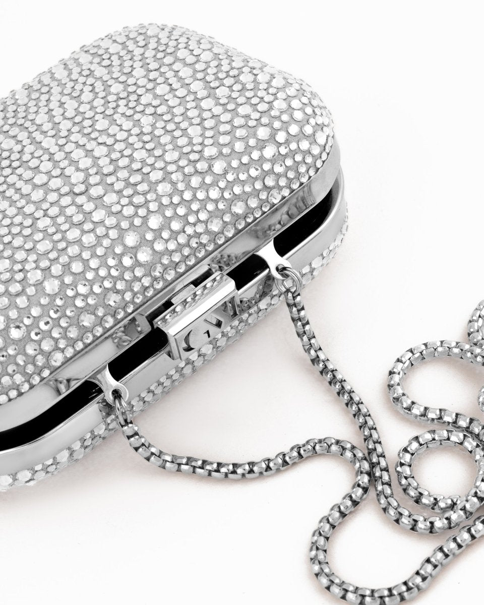 Crystal-Embellished Crepe Clutch