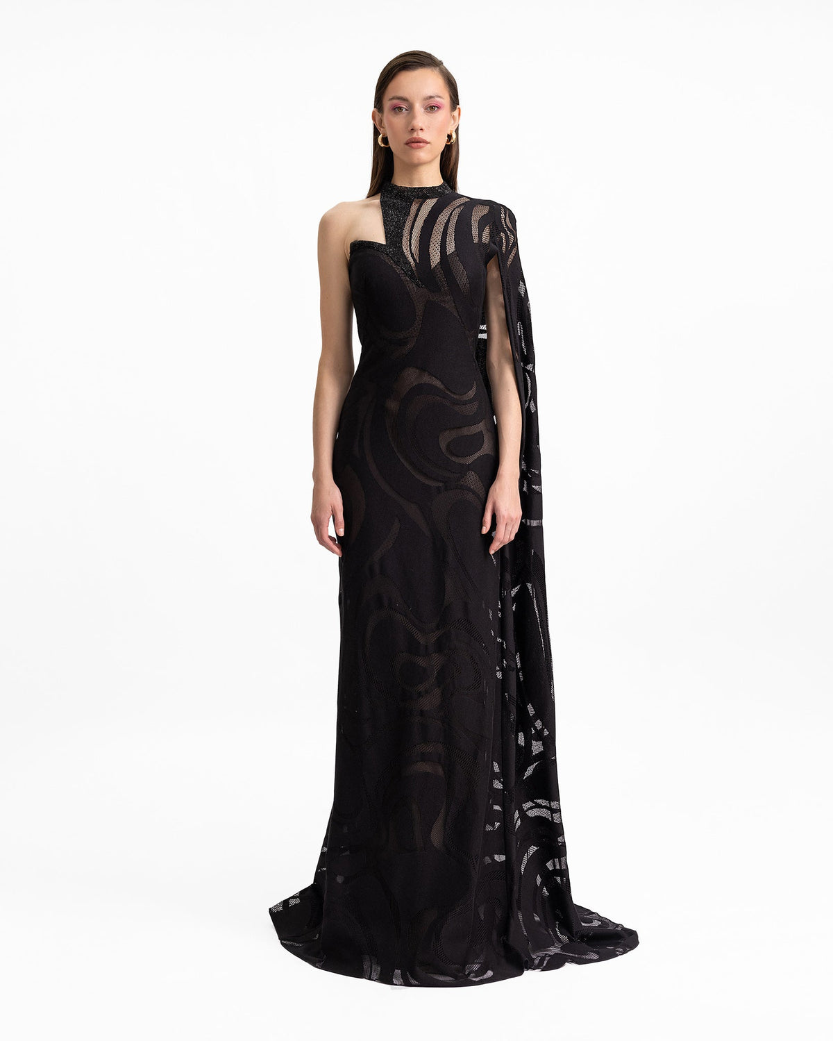 Asymmetrical Neckline Dress with Beaded Corset