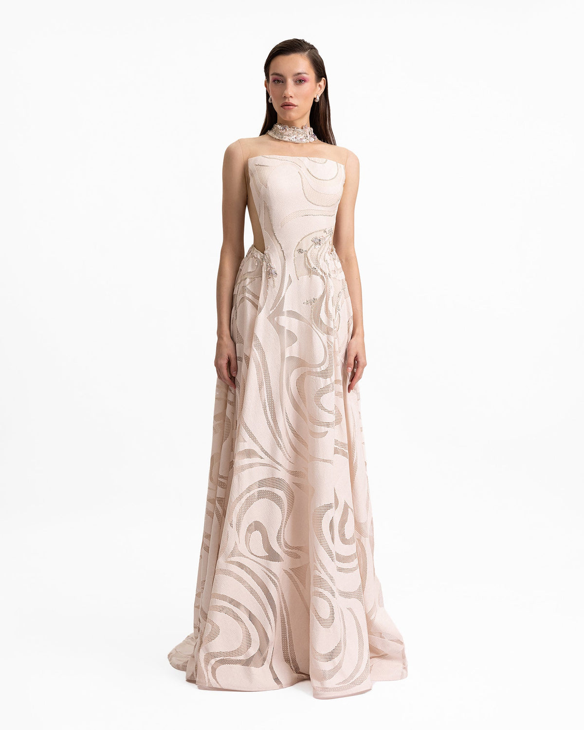 Cut-Outs Beaded Collar Dress