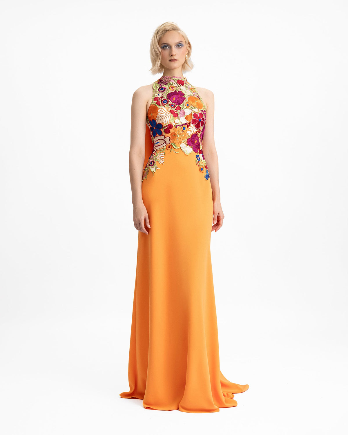 Halter Neckline Dress with Floral Corset