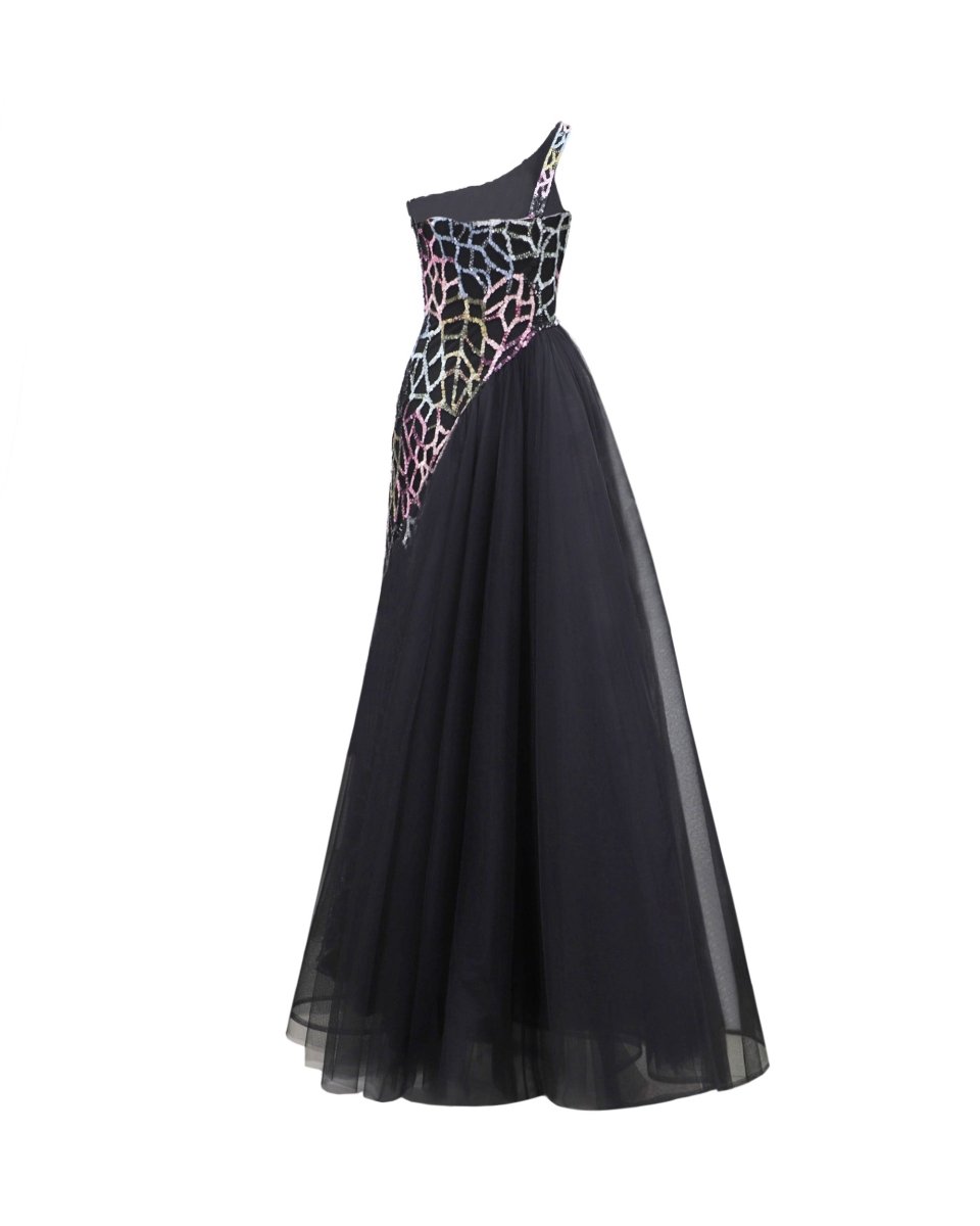 Beaded Dress with Asymmetrical Skirt