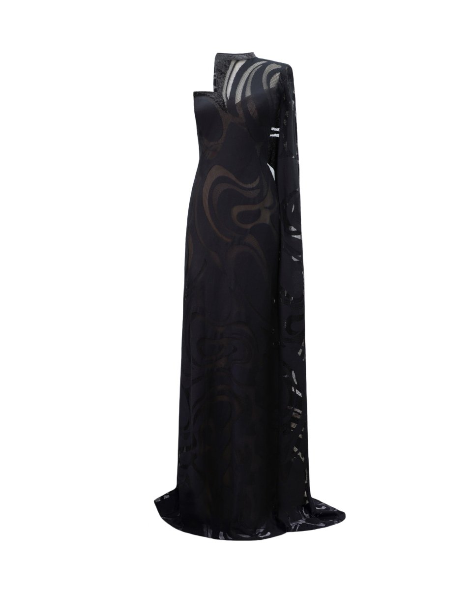 Asymmetrical Neckline Dress with Beaded Corset
