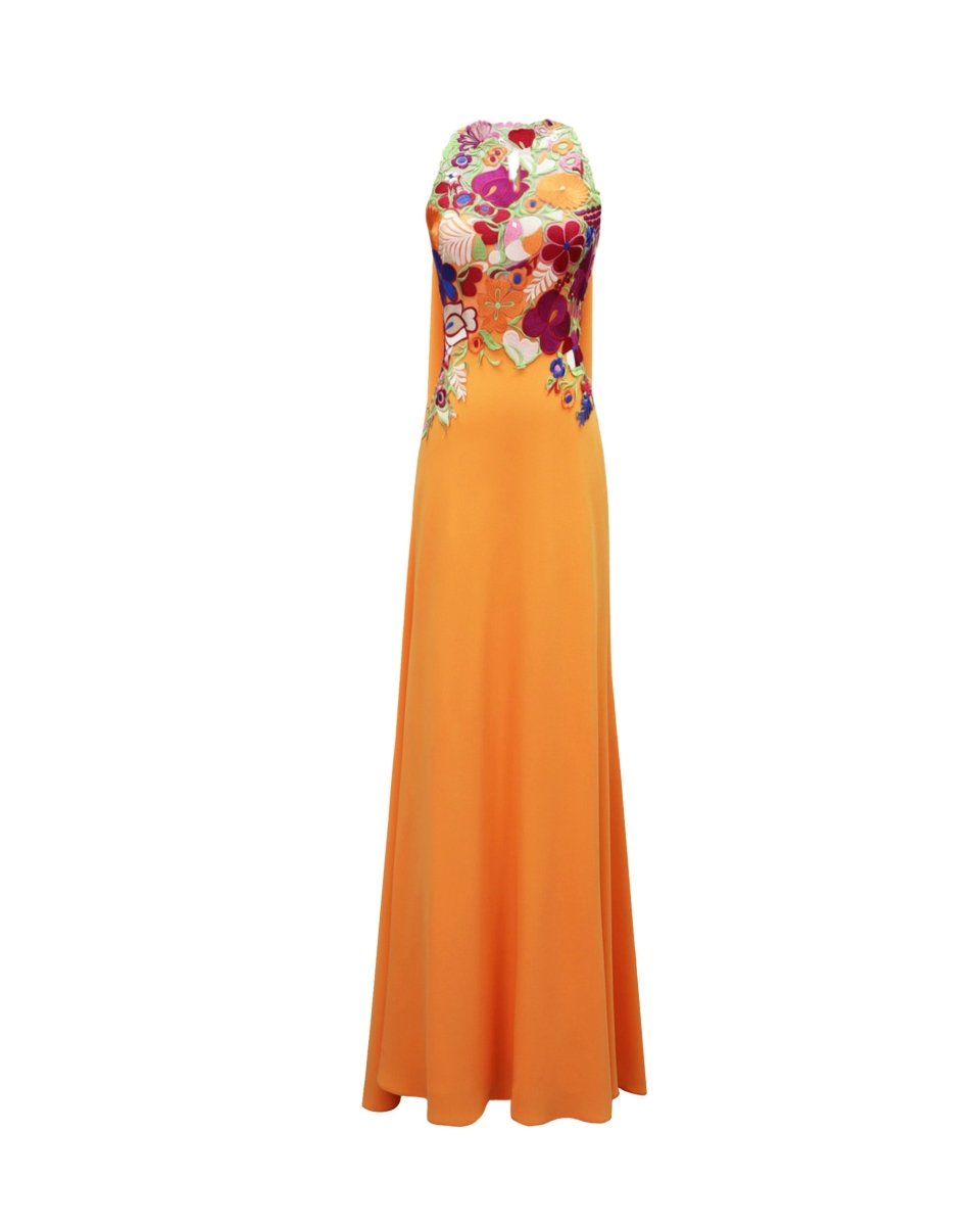 Halter Neckline Dress with Floral Corset