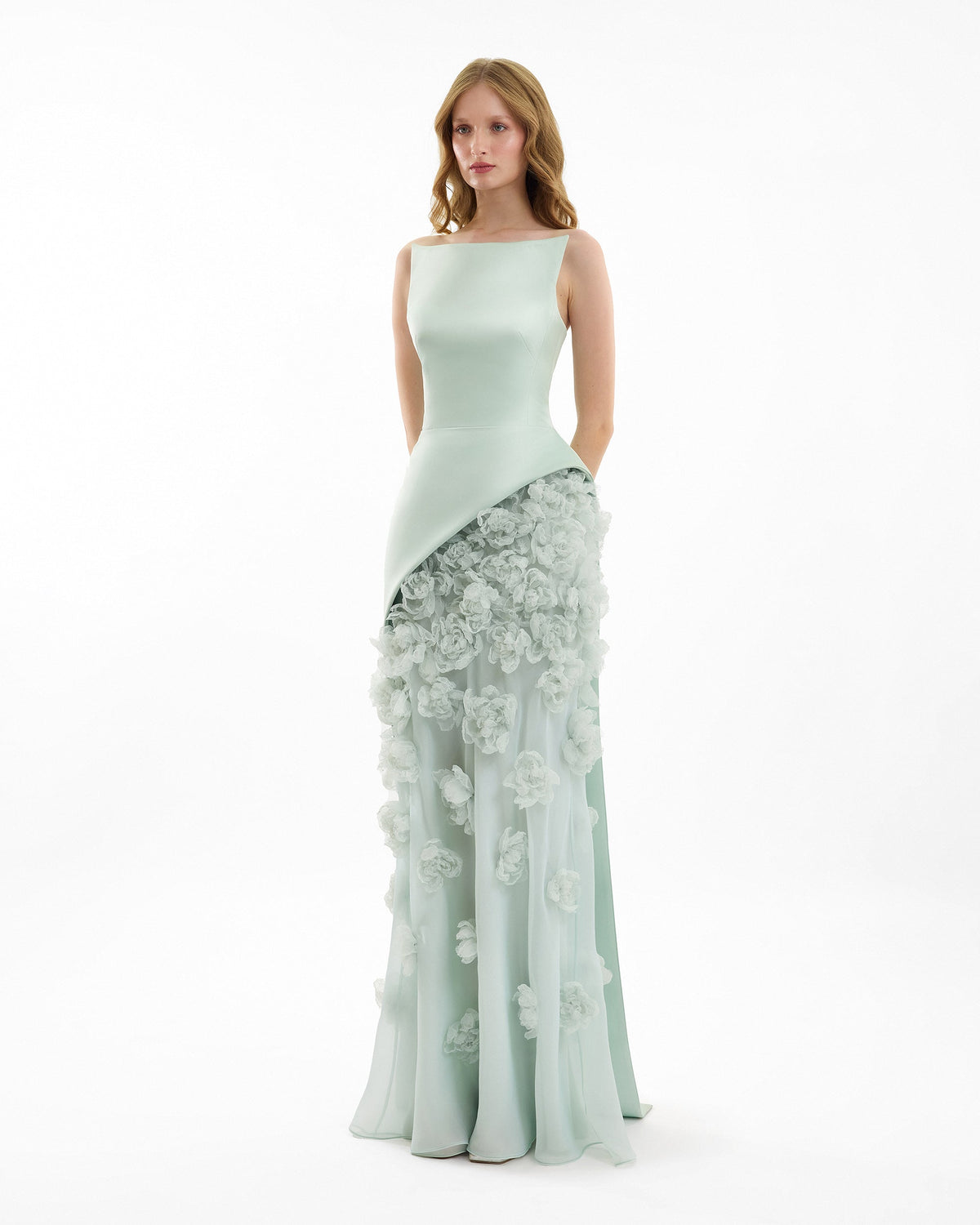 Strapless 3D Floral Embellished Dress