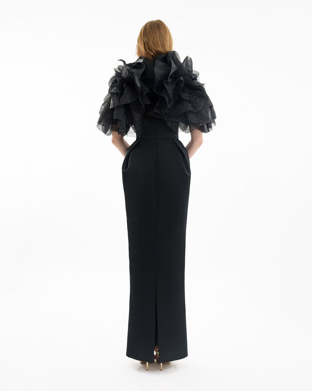 Strapless Dress with Ruffled Bolero