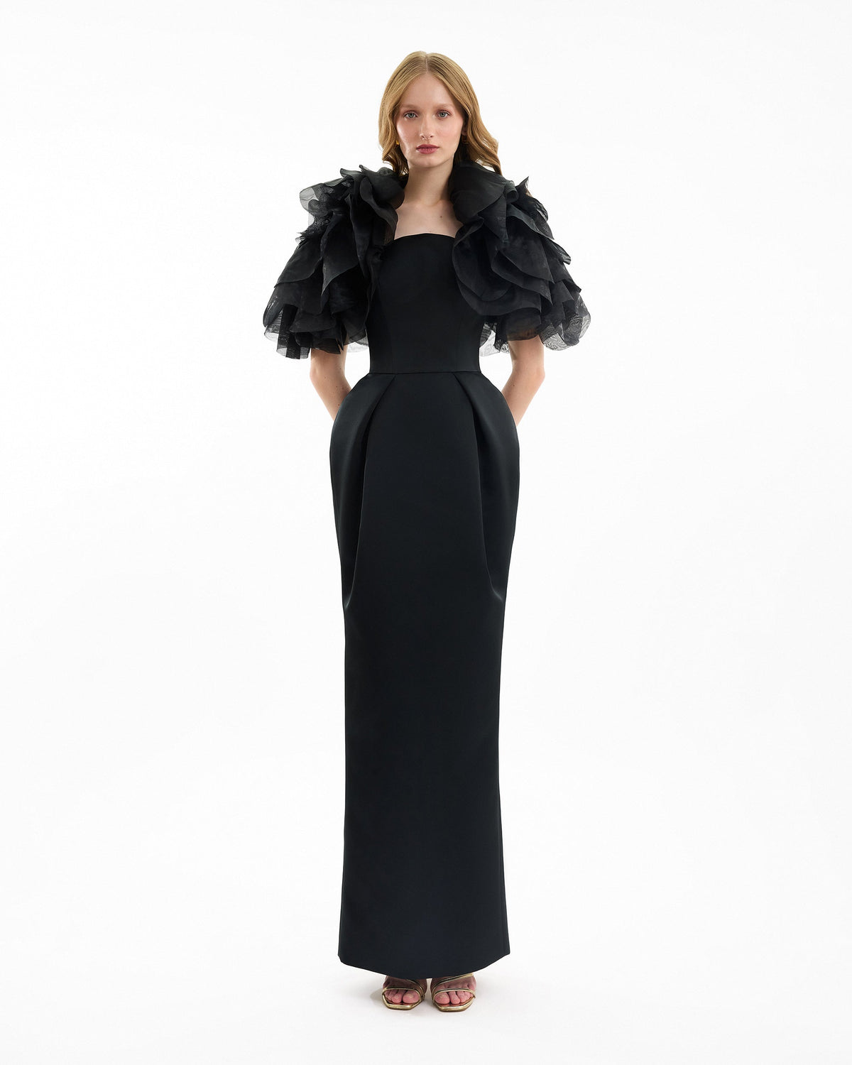 Strapless Dress with Ruffled Bolero