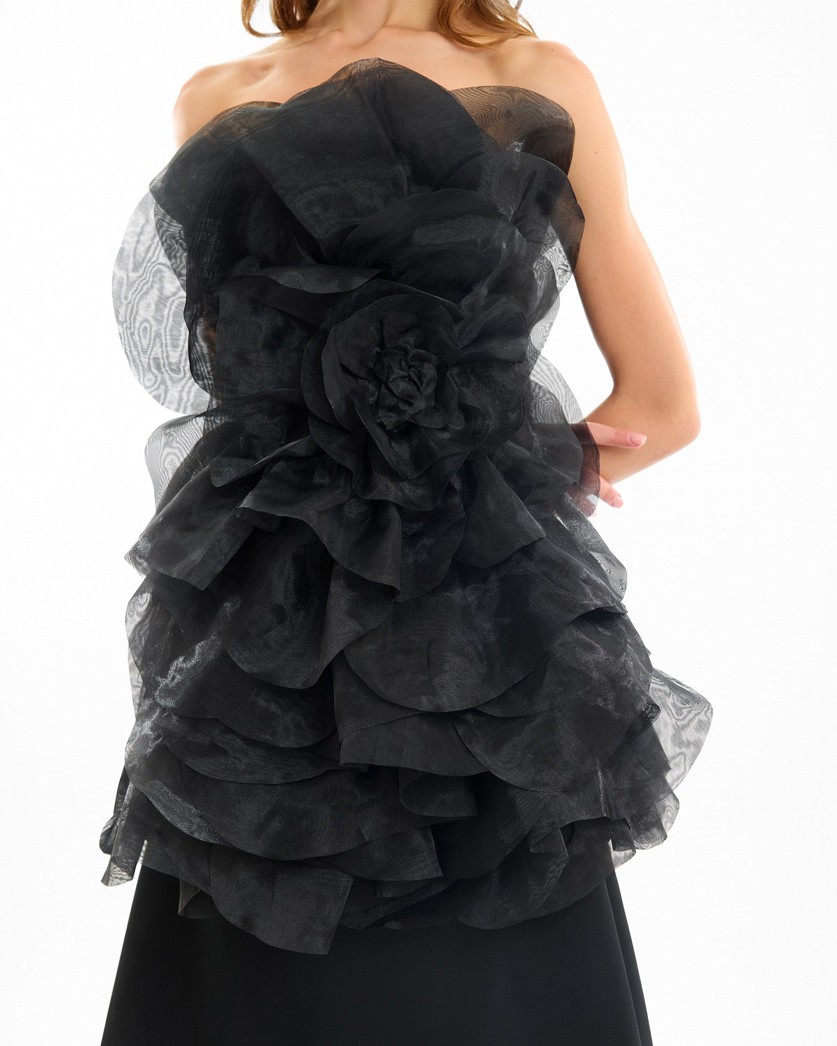 Strapless Organza Flower Dress
