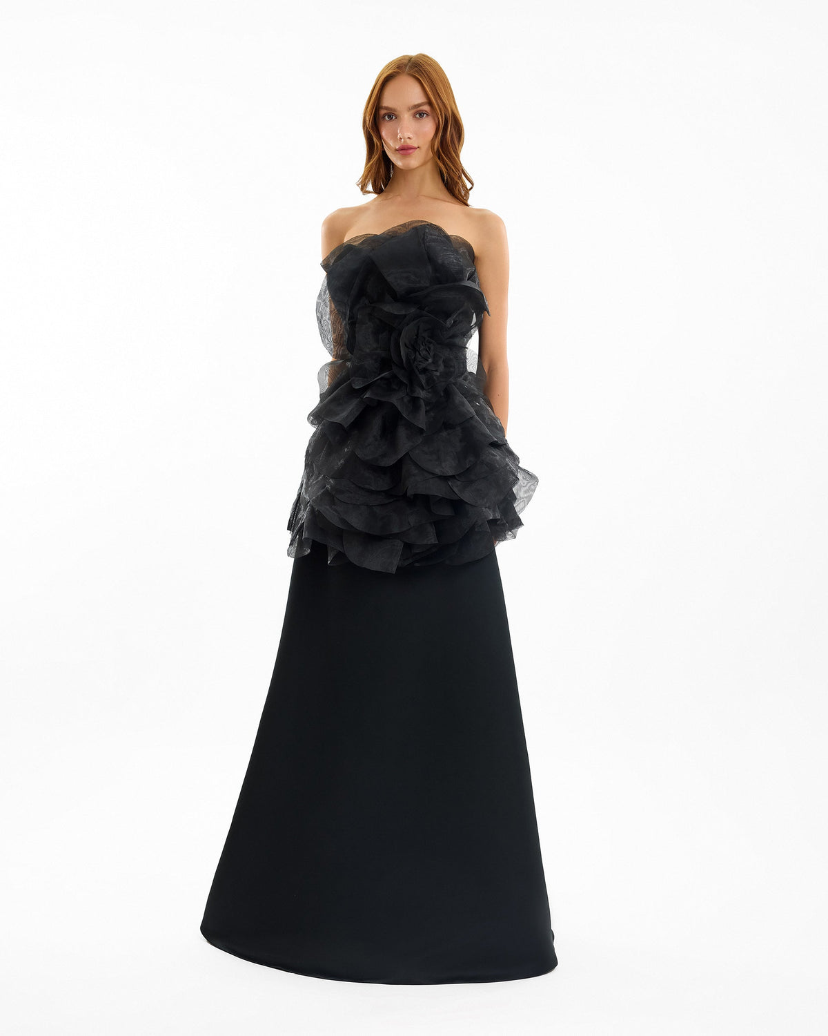 Strapless Organza Flower Dress