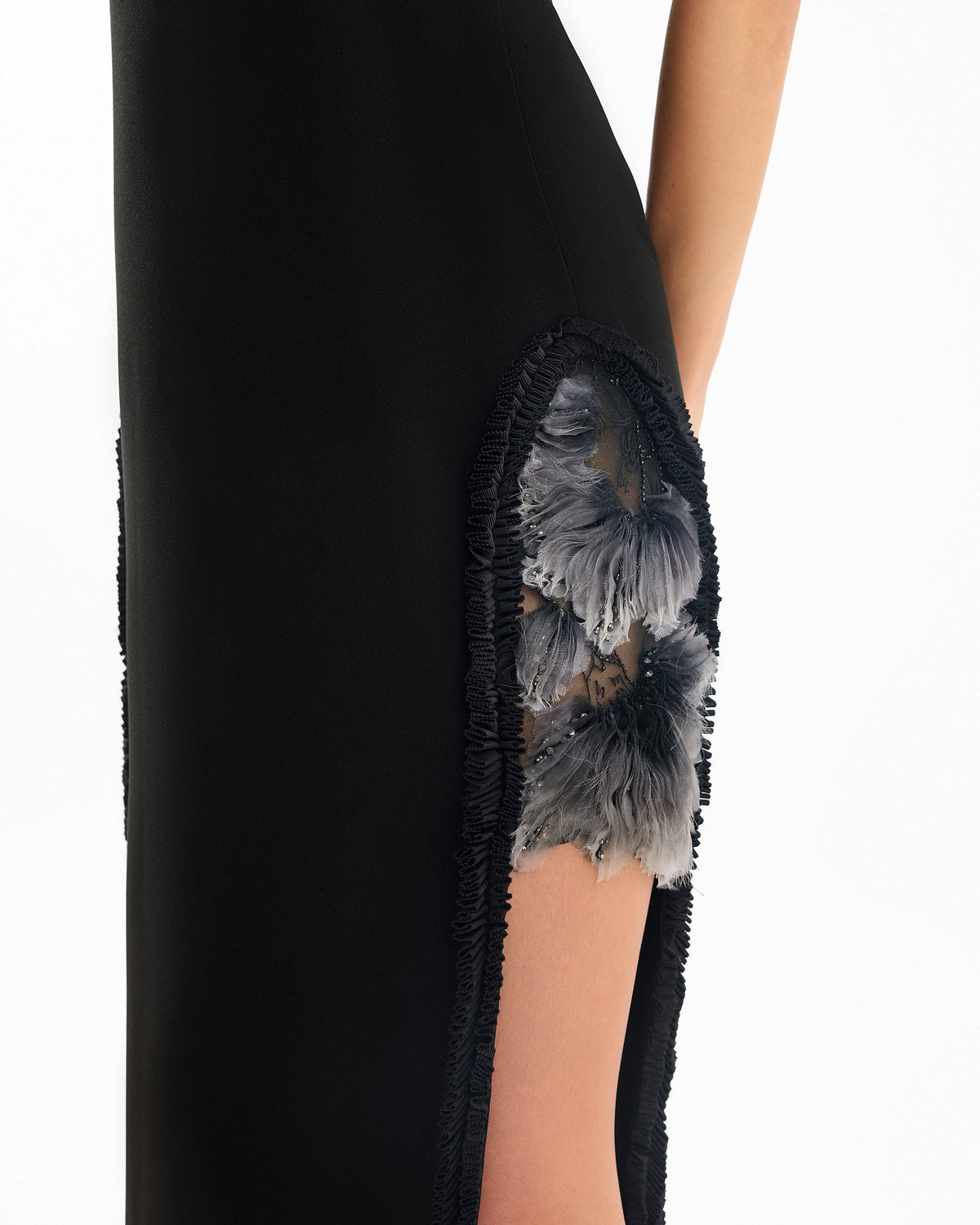 Slim Dress with Floral Appliqués