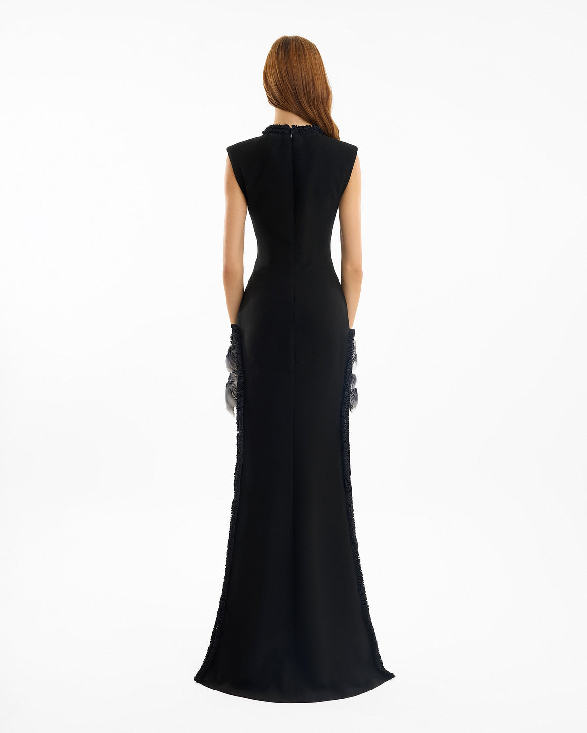 Slim Dress with Floral Appliqués