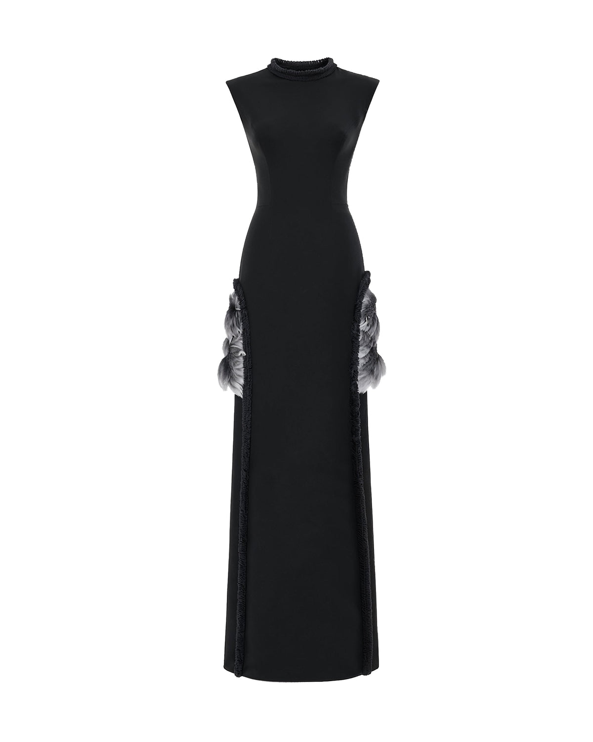 Slim Dress with Floral Appliqués