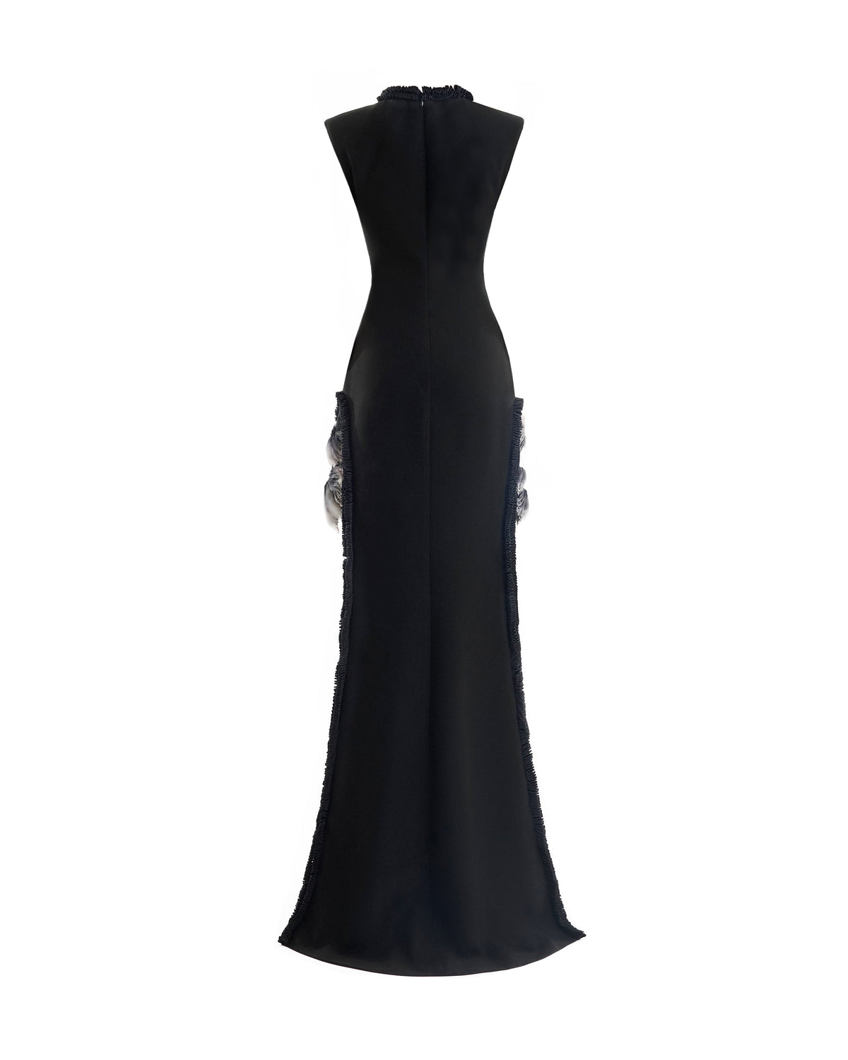 Slim Dress with Floral Appliqués