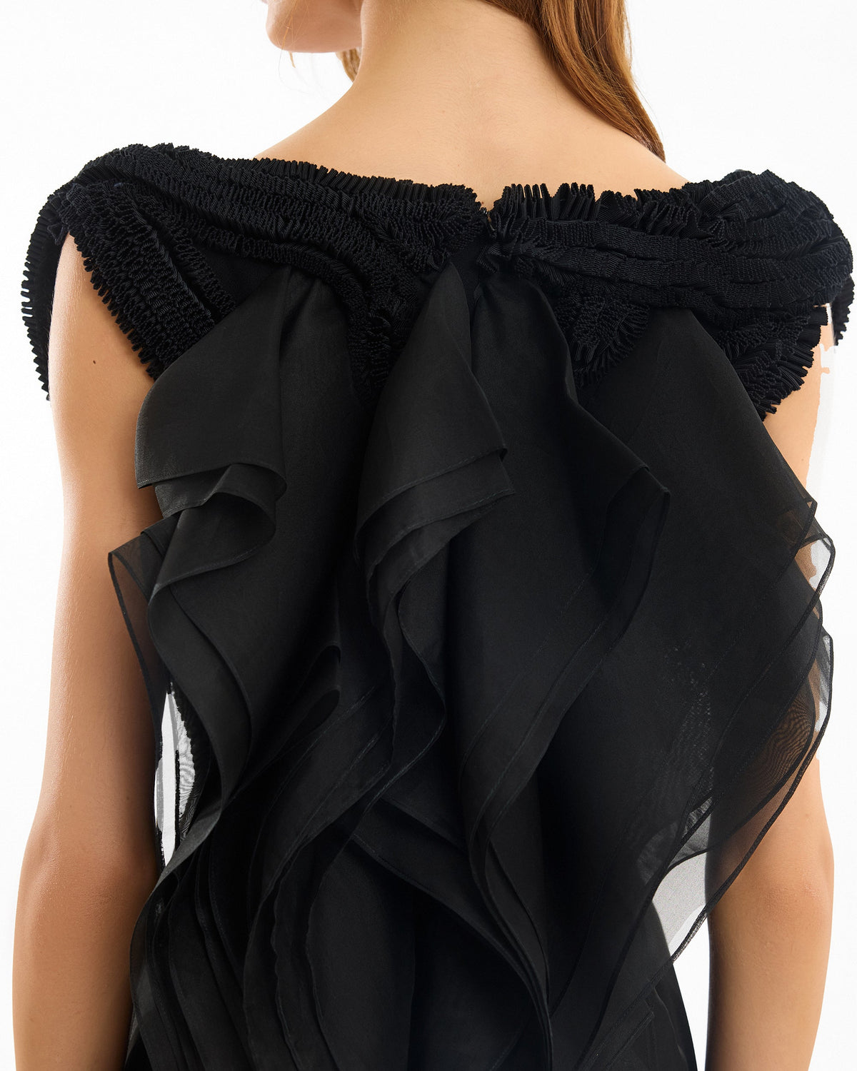 Square-Neck Dress with Embroidered Shoulders
