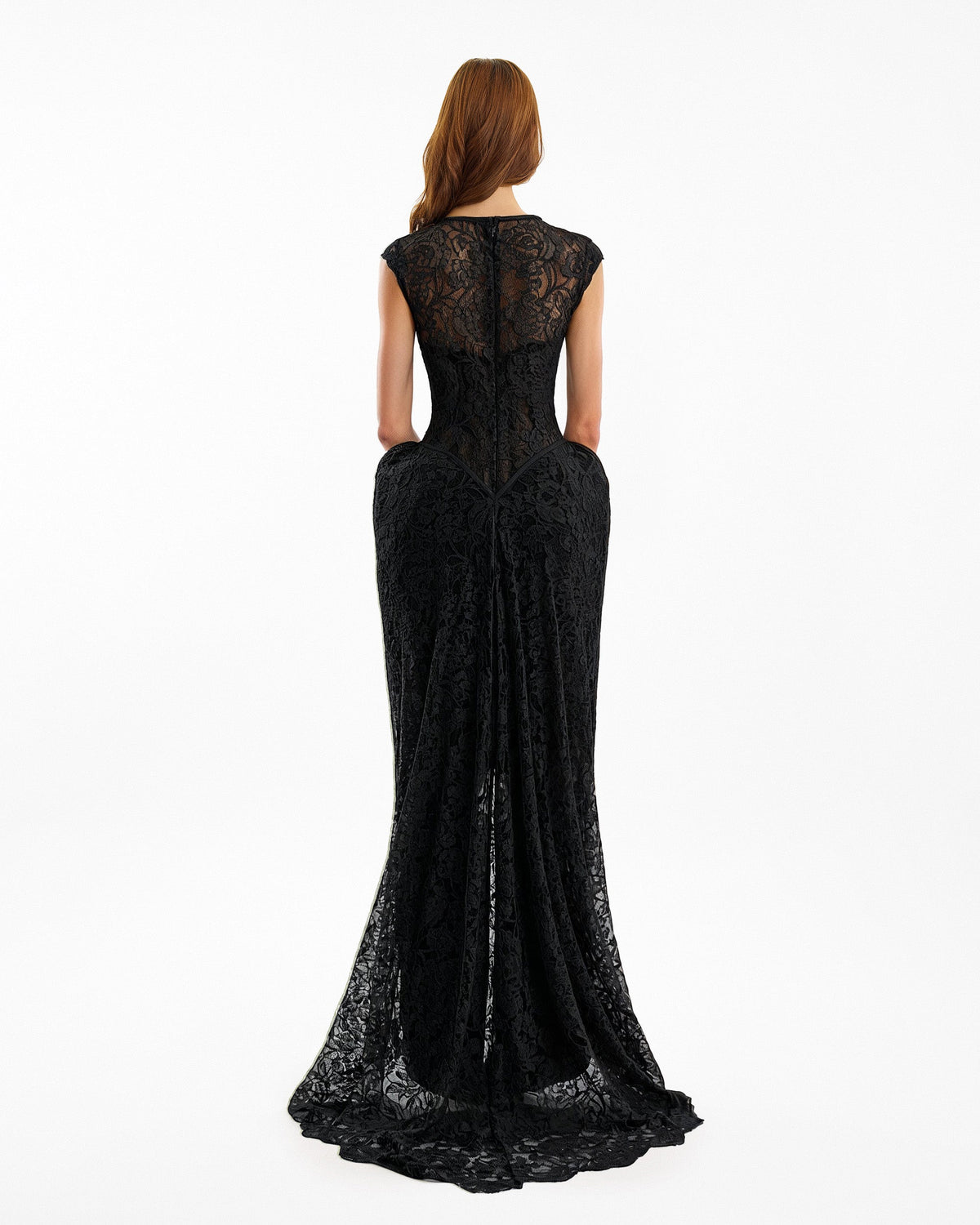 Sculpted Lace Dress with Sheer Bodice