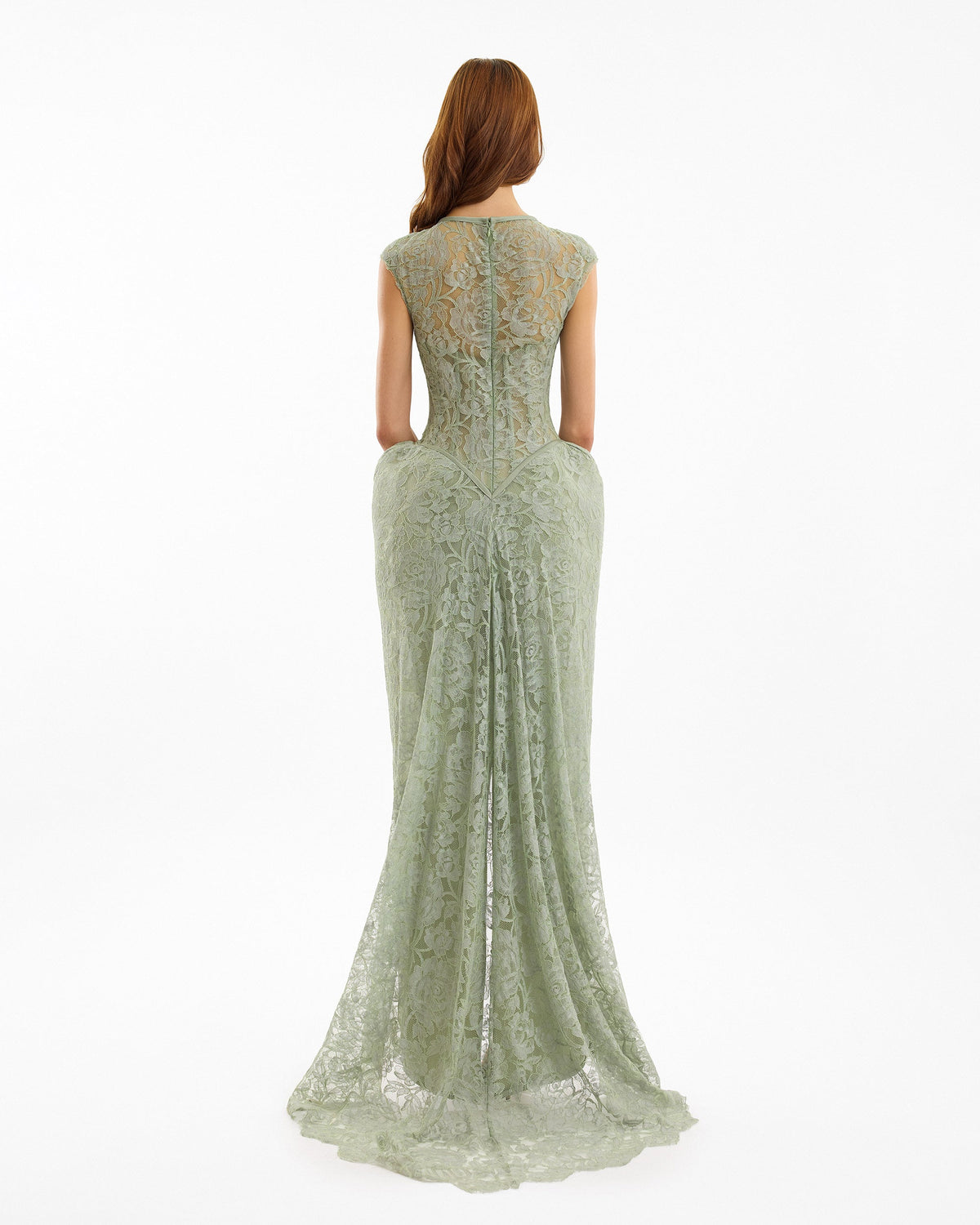 Sculpted Lace Dress with Sheer Bodice