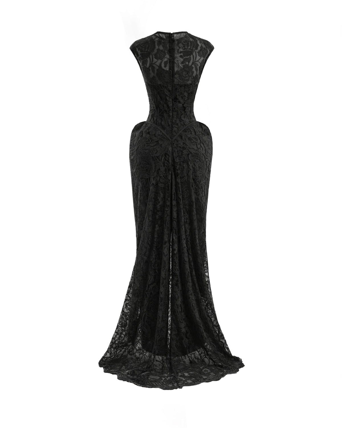 Sculpted Lace Dress with Sheer Bodice