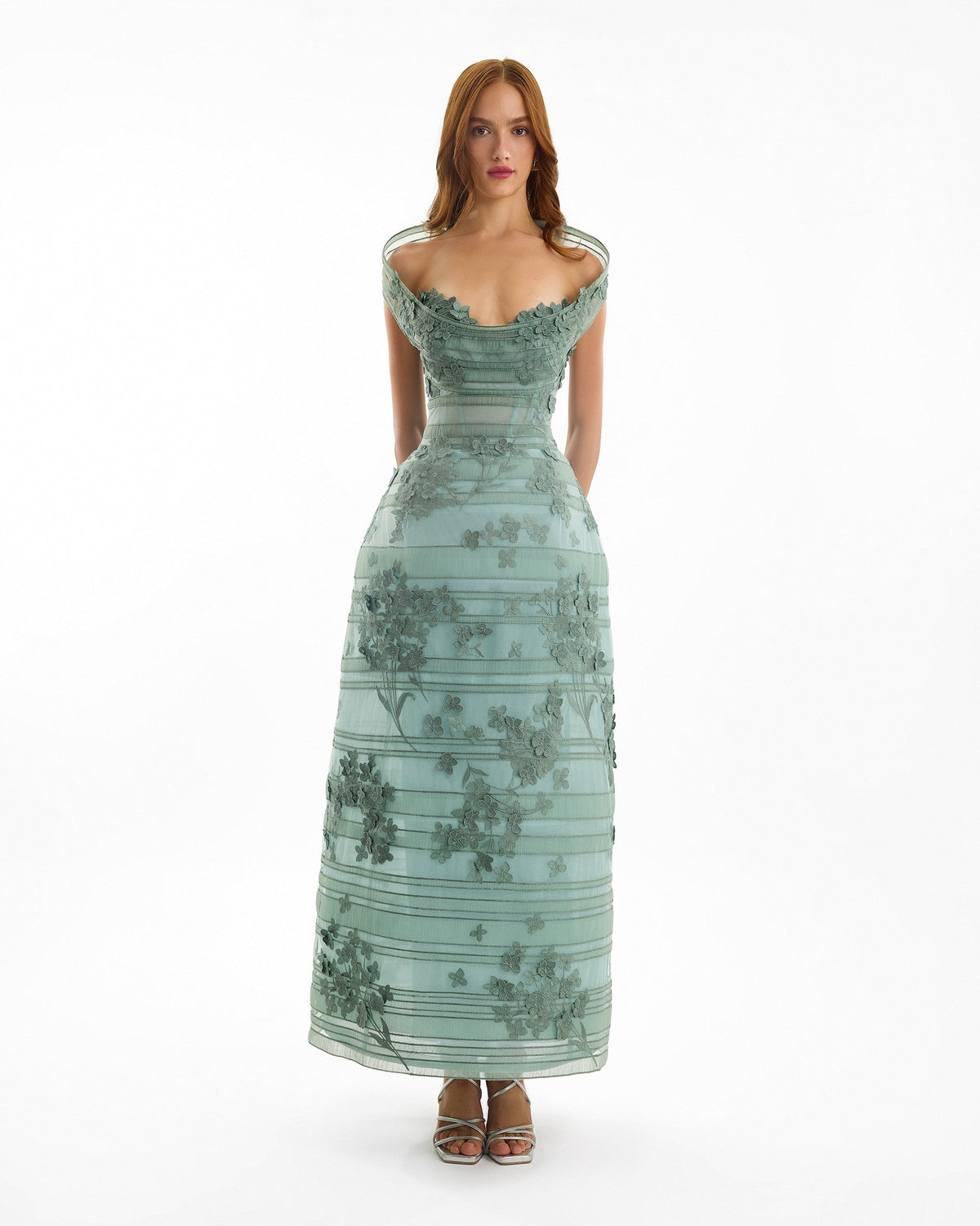 Off-Shoulder Embroidered Dress