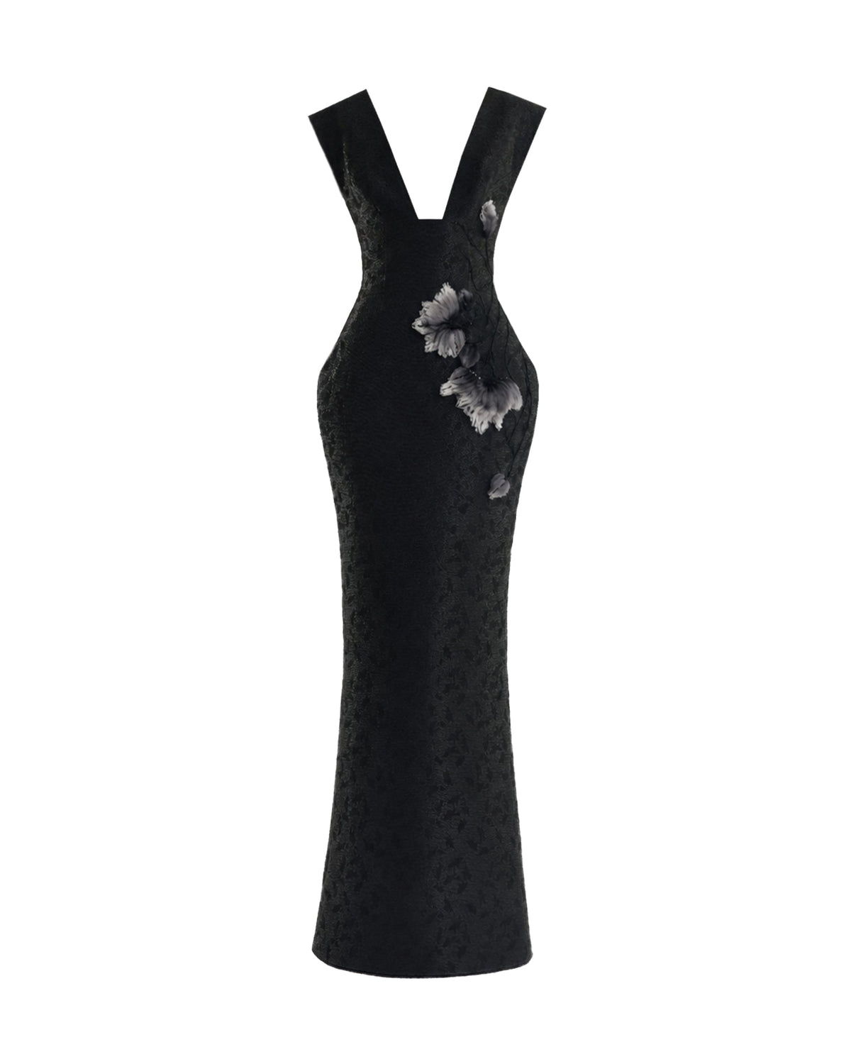 Plunging Jacquard Dress