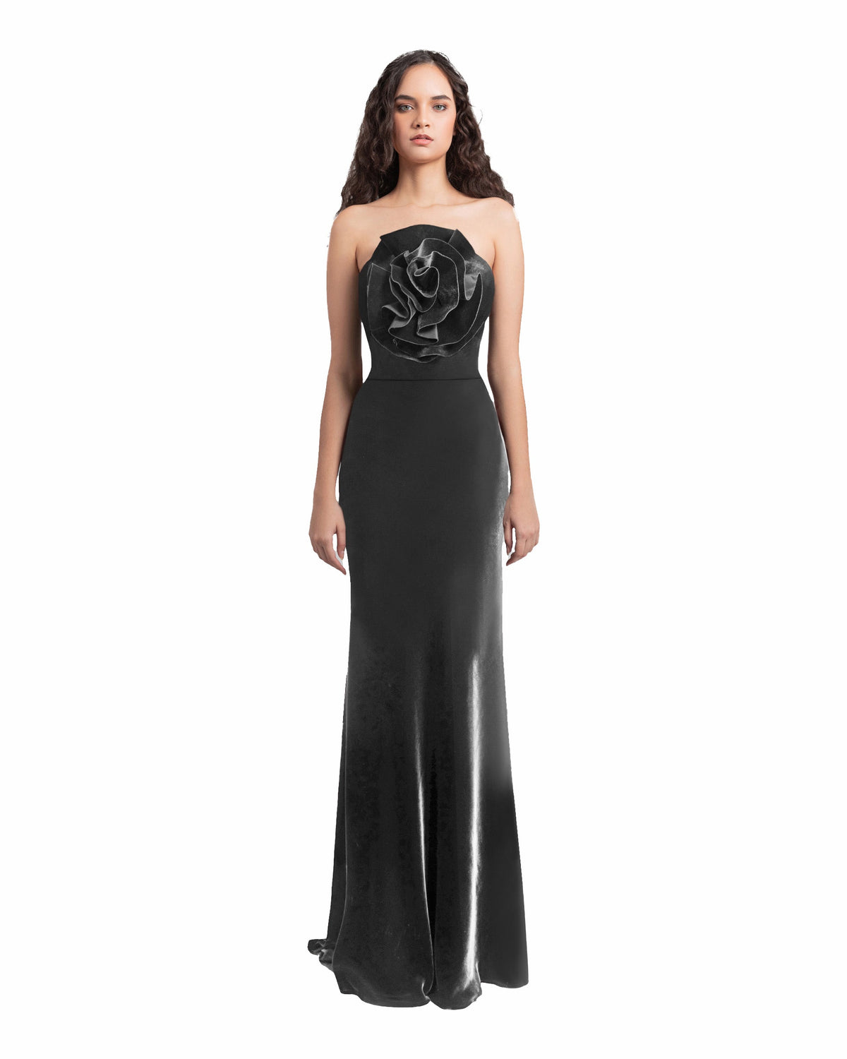 Grey Velvet Flower Dress