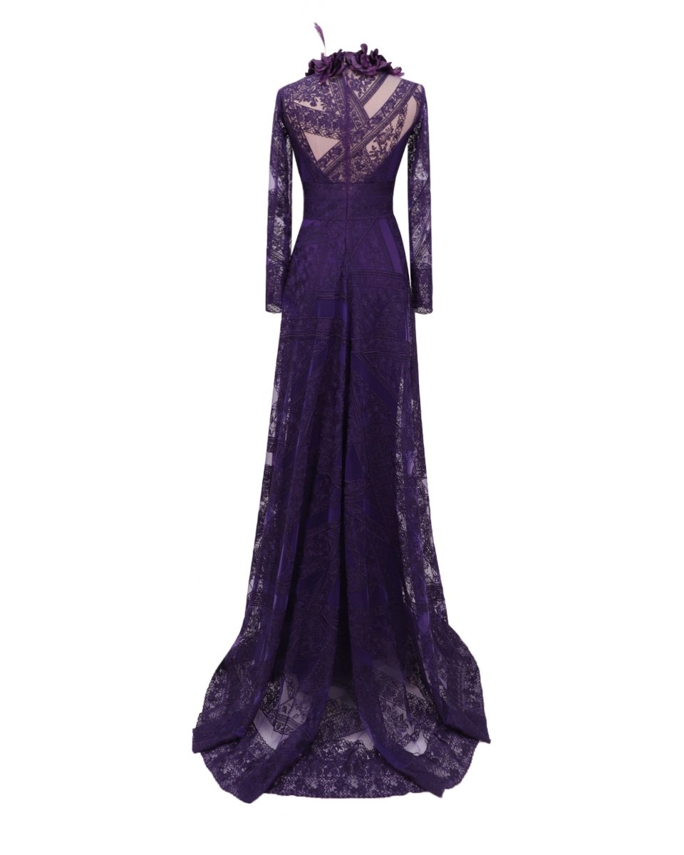 Patterned Lace Long Sleeves Dress