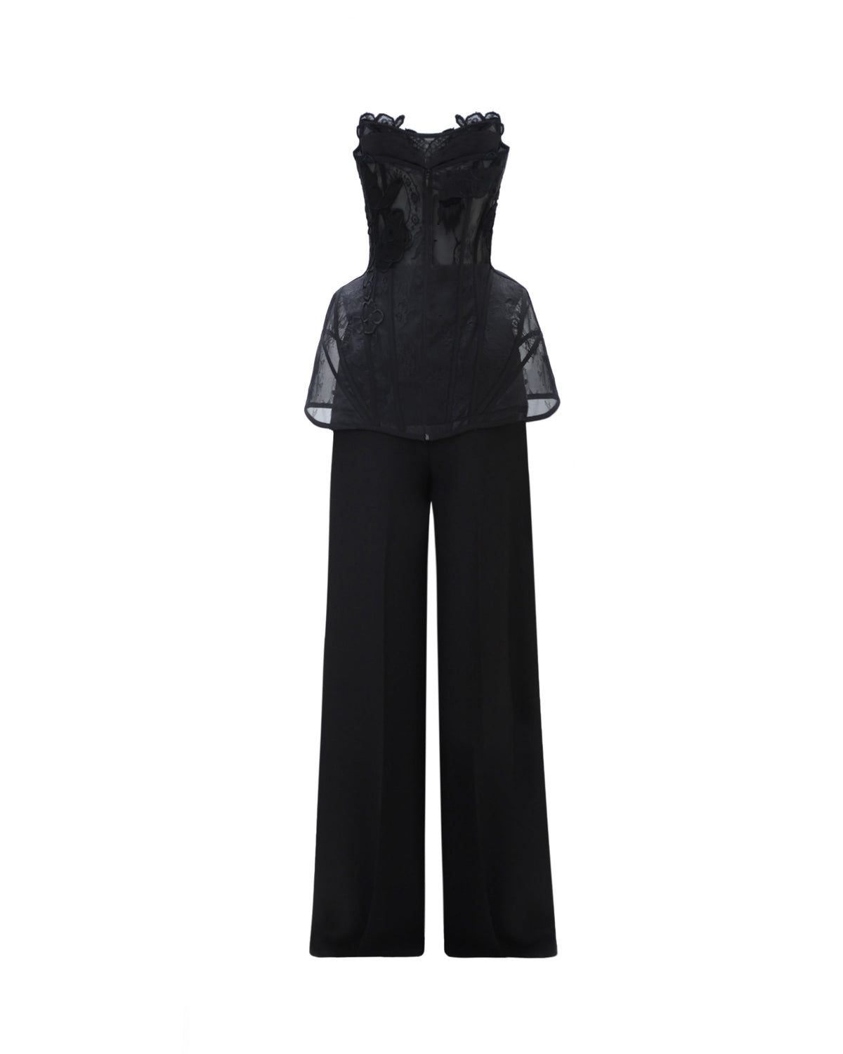 Strapless Corset Top with Straight Pants