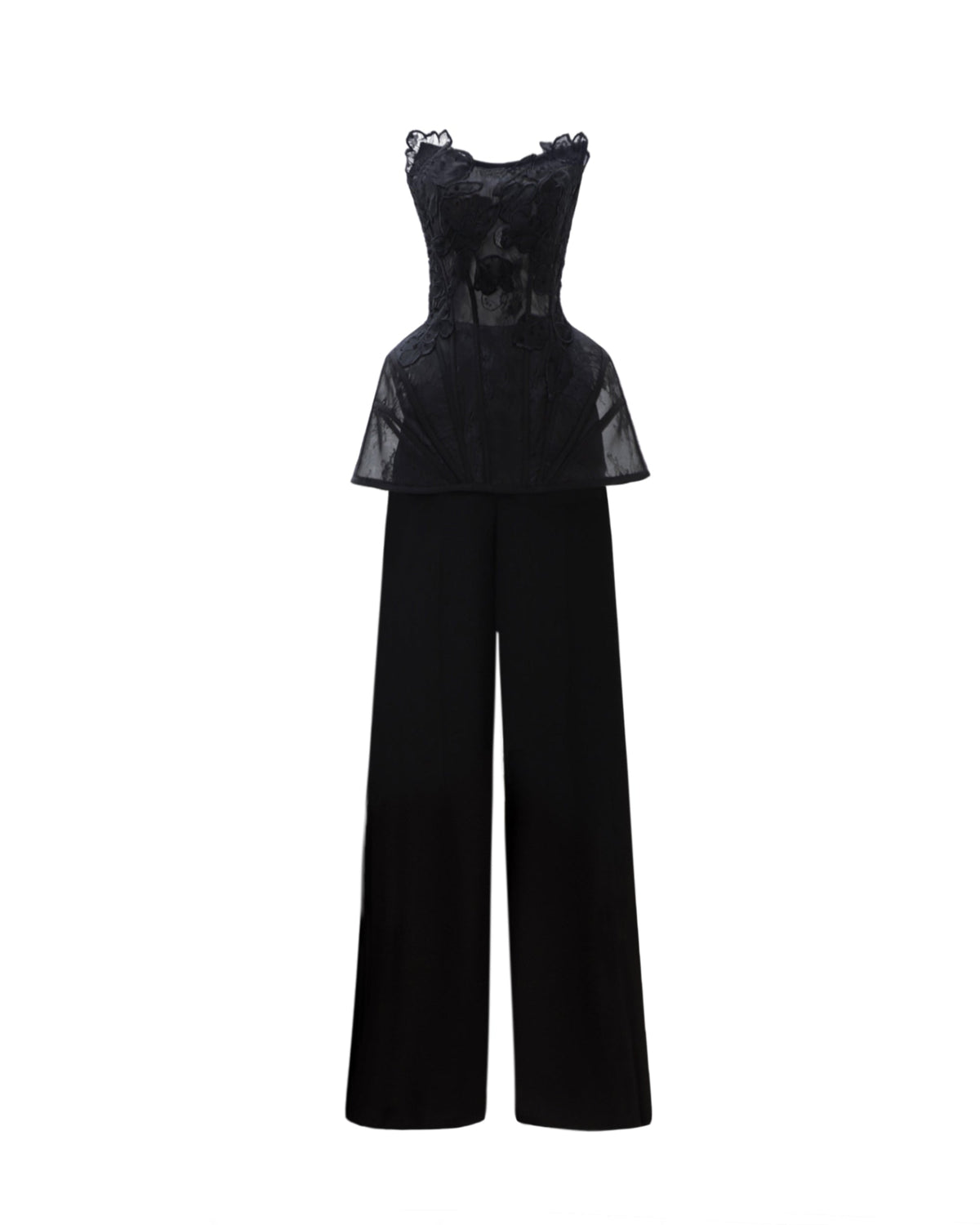 Strapless Corset Top with Straight Pants