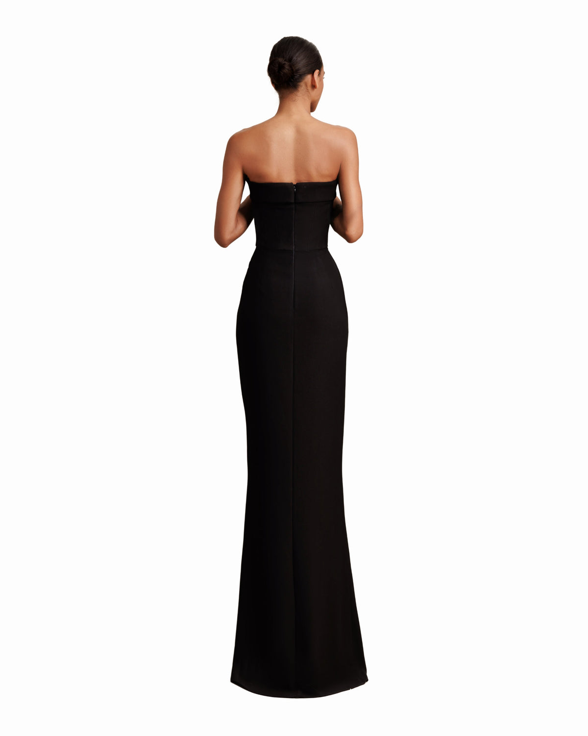 Strapless Draped Black Crepe Dress