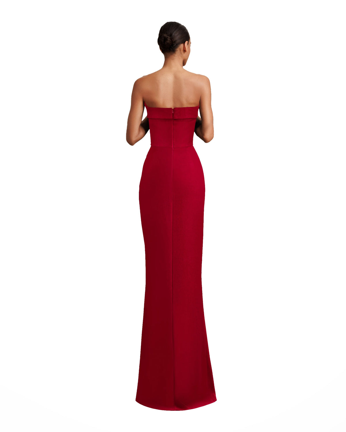 Strapless Red Crepe Dress