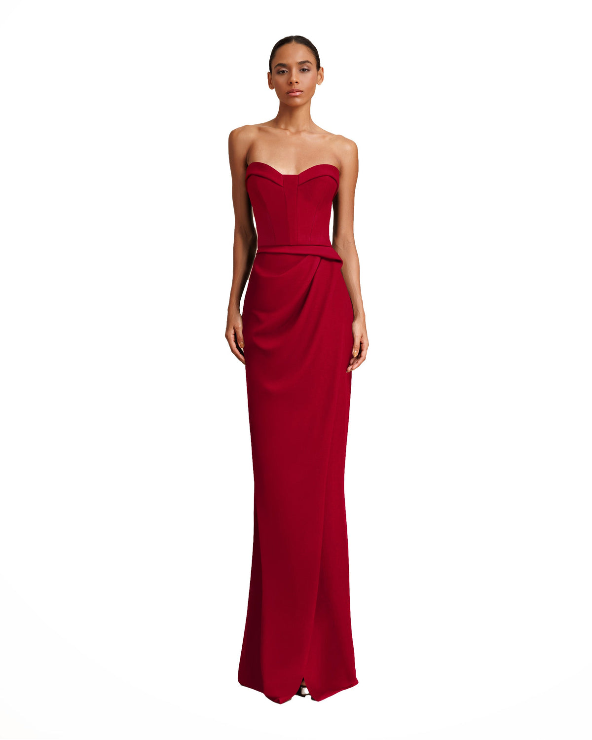 Strapless Red Crepe Dress