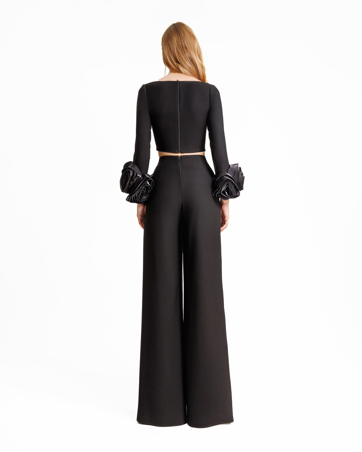 Crepe Set With Floral Cuffs